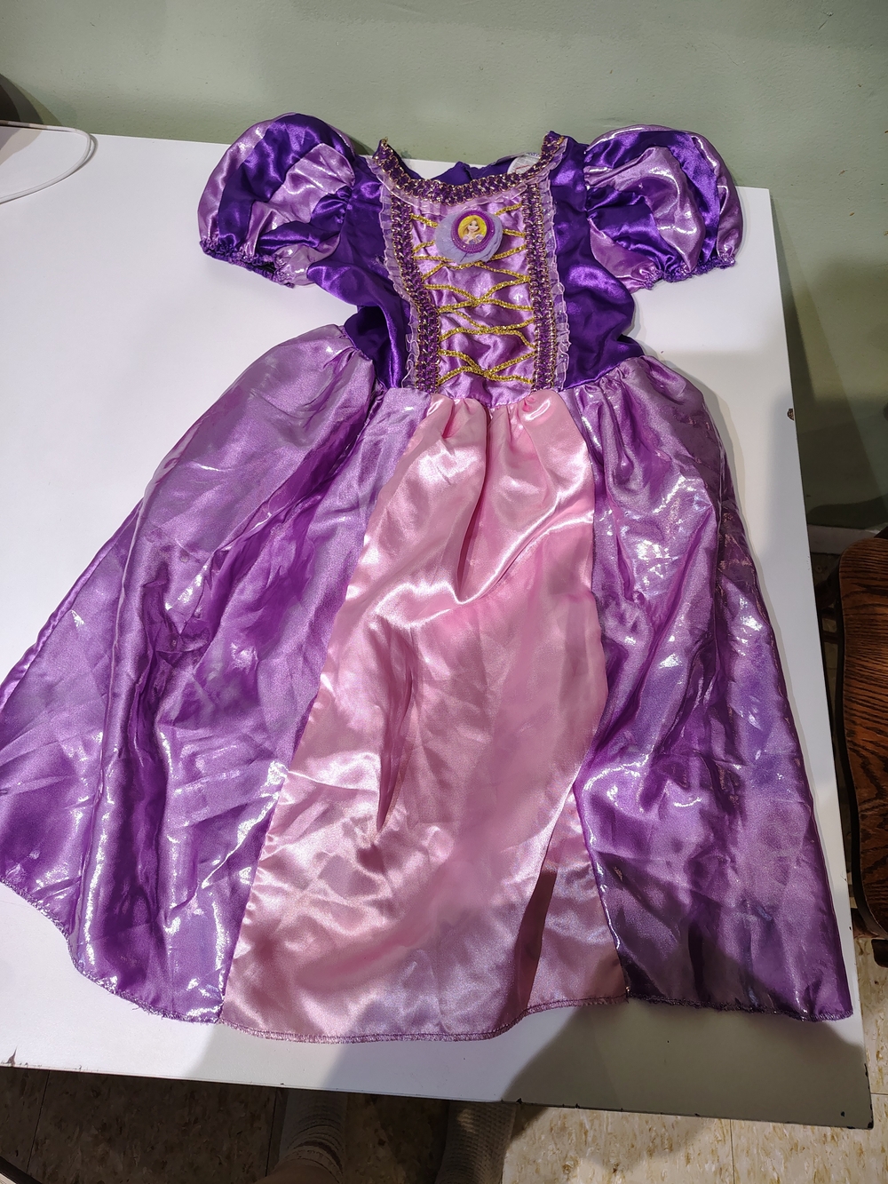 Disney Rapunzel Halloween Purple Dress Costume Short Sleeve Size Medium Girls